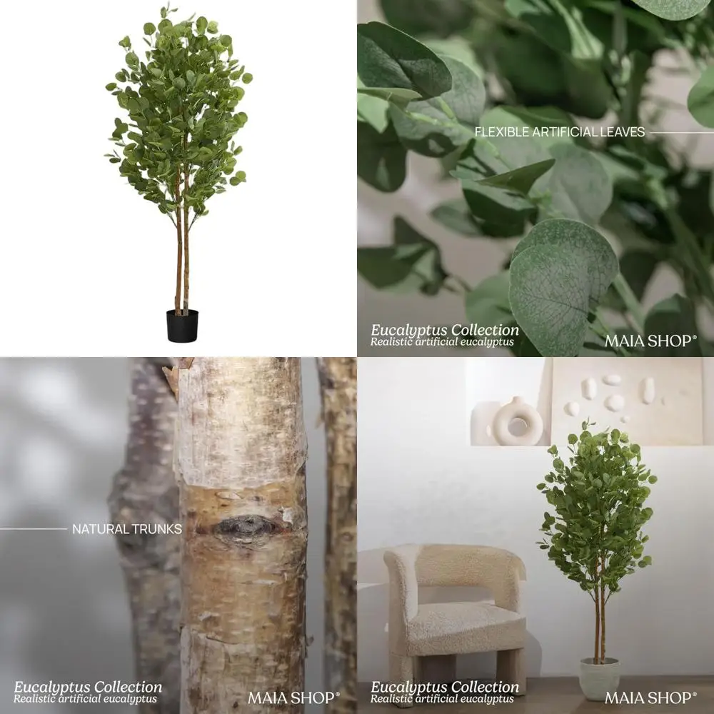 5ft Artificial Eucalyptus Tree for Home or Office - Lifelike Indoor Plant for Living Spaces, Kitchen, Bedroom, and More - Enhanc
5ft Artificial Eucalyptus Tree for Home or Office - Lifelike Indoor Plant for Living Spaces, Kitchen, Bedroom, and More - Enhanc