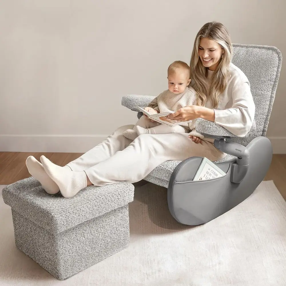 Upholstered Rocking Glider Chair with Ottoman, Nursing and Reading Chair, Grey
Upholstered Rocking Glider Chair with Ottoman, Nursing and Reading Chair, Grey