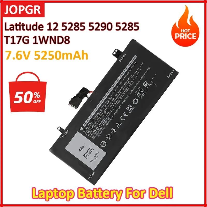 7.6V 5250mAh New Laptop Battery For Dell JOPGR Replacement batteries For Dell Latitude 12 5285 5290 5285 T17G 1WND8
7.6V 5250mAh New Laptop Battery For Dell JOPGR Replacement batteries For Dell Latitude 12 5285 5290 5285 T17G 1WND8