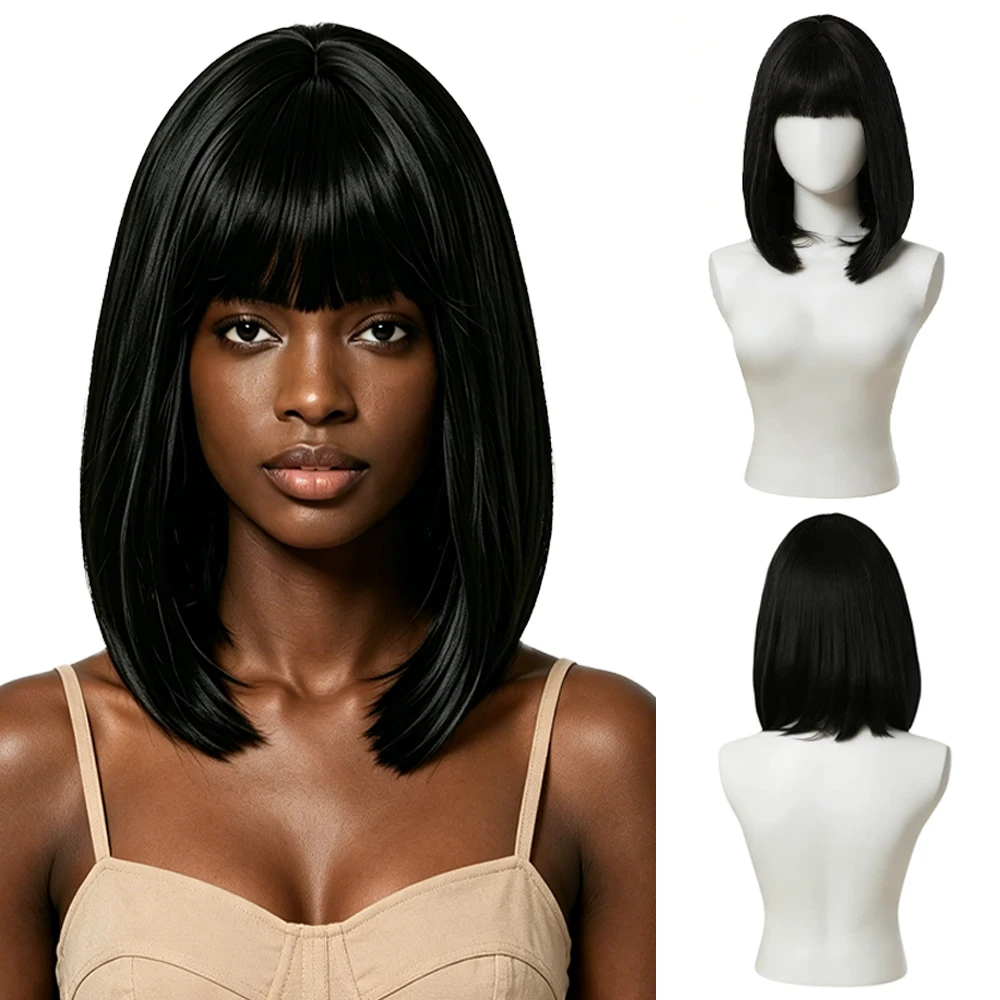Natural Black Inward Bob Wig with Bangs Curled Under Ends Breathable Heat Resistant Synthetic Hair For Black Women Daily Party
Natural Black Inward Bob Wig with Bangs Curled Under Ends Breathable Heat Resistant Synthetic Hair For Black Women Daily Party