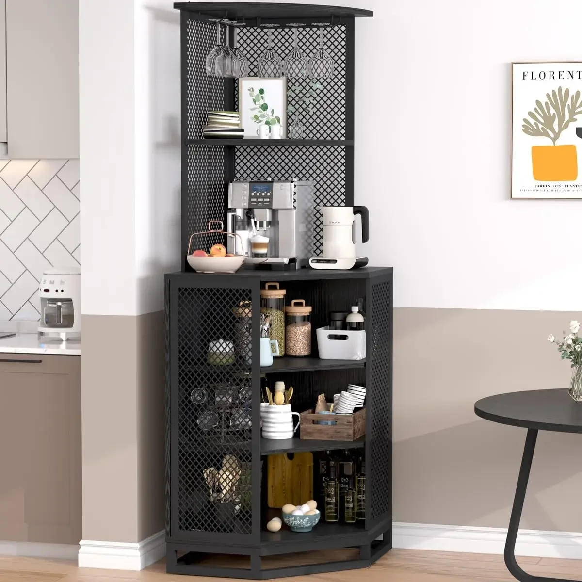Corner Bar Cabinet, Industrial Tall Liquor Cabinet with with Adjustble Shelf Storage, Wood and Metal Corner Wine Cabinet,
Corner Bar Cabinet, Industrial Tall Liquor Cabinet with with Adjustble Shelf Storage, Wood and Metal Corner Wine Cabinet,