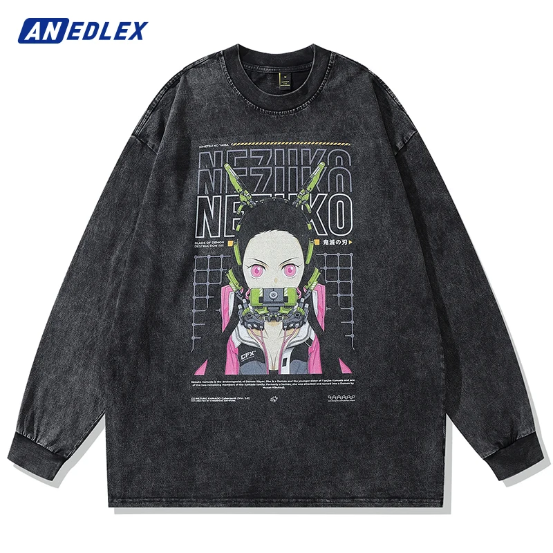 Men Fashion Long Sleeve Black Washed T Shirt Harajuku Japanese Anime Girl Print T-Shirt Hip Hop Streetwear Cotton Vintage Tshirt
Men Fashion Long Sleeve Black Washed T Shirt Harajuku Japanese Anime Girl Print T-Shirt Hip Hop Streetwear Cotton Vintage Tshirt