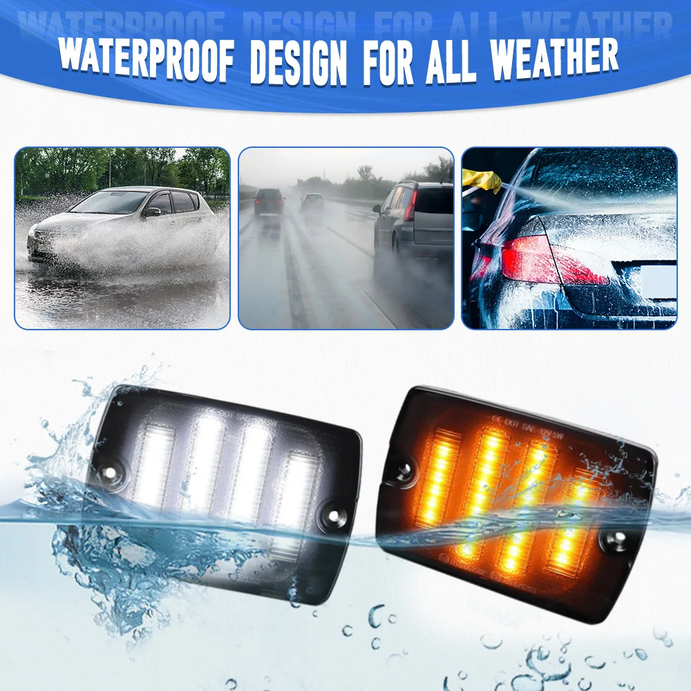 For Jeep Wrangler YJ 1987-1995 Front LED Turn Signal Light 56001378 CH2520111 Side Marker Light Amber White Light Smoked Lens
For Jeep Wrangler YJ 1987-1995 Front LED Turn Signal Light 56001378 CH2520111 Side Marker Light Amber White Light Smoked Lens