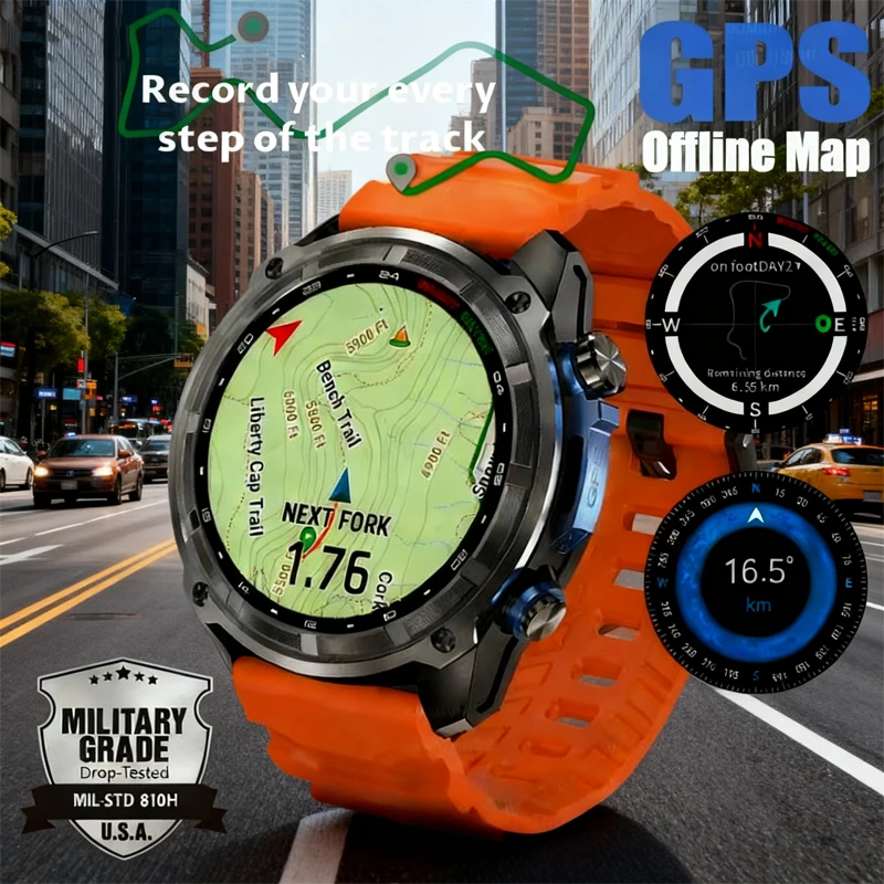 New Outdoor Tactical Smartwatch with Built-in GPS Offline Maps 4GB Storage 5ATM Swimming Waterproof Men's Military Smart Wristba
New Outdoor Tactical Smartwatch with Built-in GPS Offline Maps 4GB Storage 5ATM Swimming Waterproof Men's Military Smart Wristba