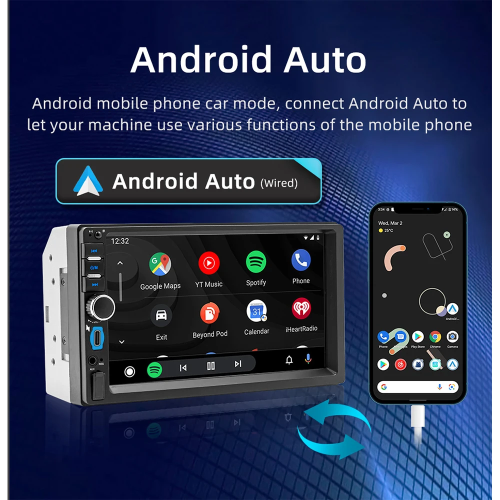 Автомагнитола Double Din с CarPlay, Android Auto, Bluetooth, функцией громкой связи, 7-дюймовым HD-экраном
Автомагнитола Double Din с CarPlay, Android Auto, Bluetooth, функцией громкой связи, 7-дюймовым HD-экраном