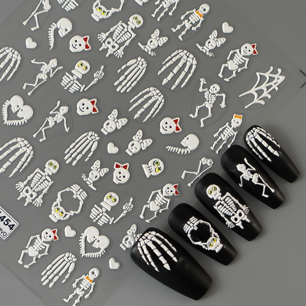 Halloween Horror Skull Nail Stickers 3D Spooky Skeleton Nail Decals for DIY Manicure Decoration
Halloween Horror Skull Nail Stickers 3D Spooky Skeleton Nail Decals for DIY Manicure Decoration