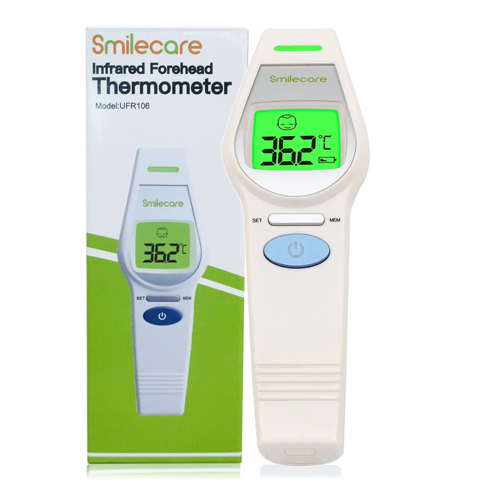 SmileCare Non-Contact Electronic Infrared Forehead Thermometer, Fast Reading with Fever Alarm
SmileCare Non-Contact Electronic Infrared Forehead Thermometer, Fast Reading with Fever Alarm