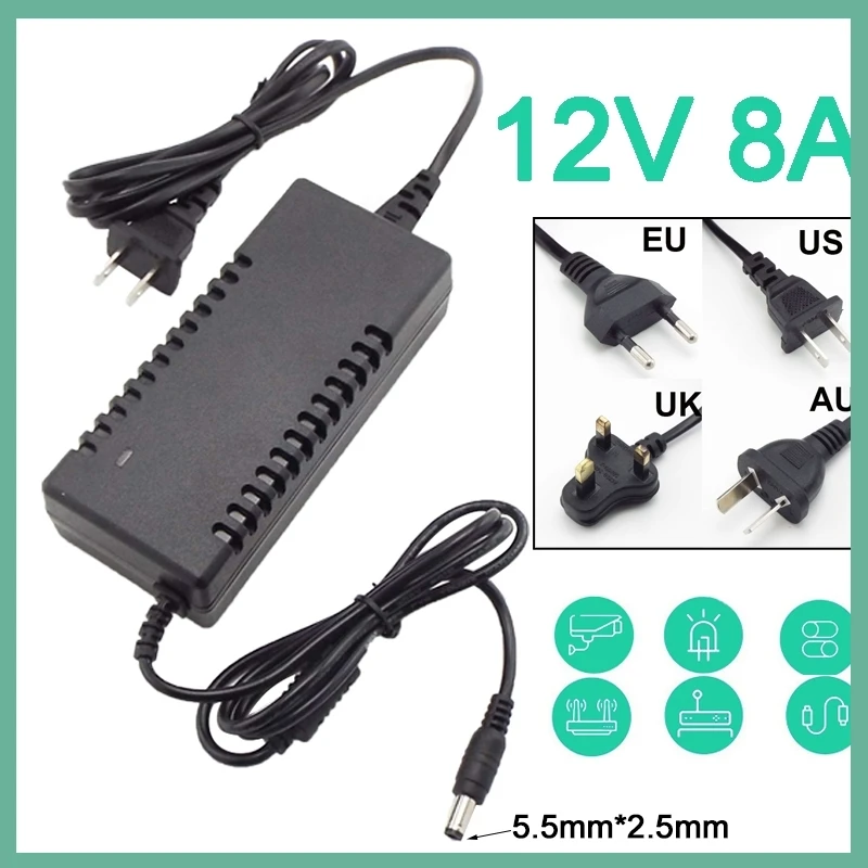 12V 8A AC to DC Power Adapter Supply Converter Charger Led Transformer Charging For Monitor LED Strips Light CCTV Router E3
12V 8A AC to DC Power Adapter Supply Converter Charger Led Transformer Charging For Monitor LED Strips Light CCTV Router E3