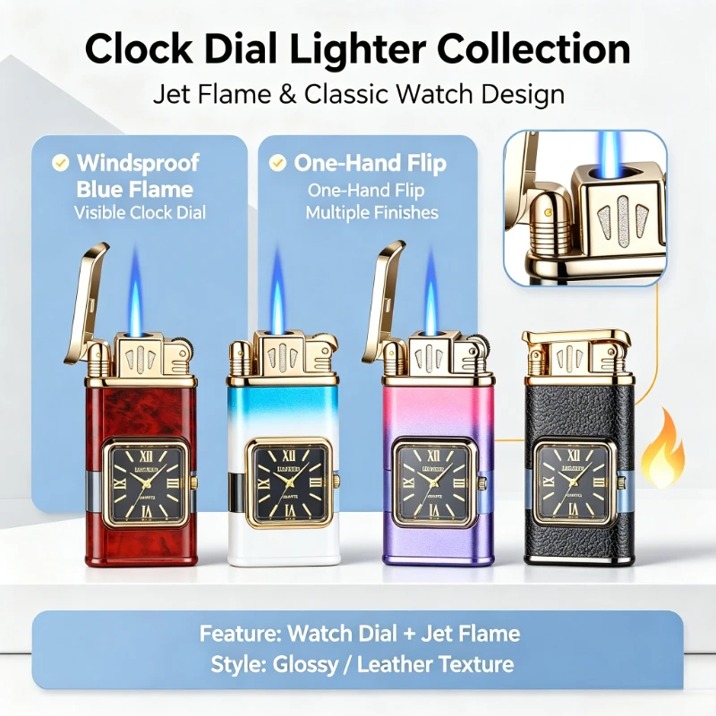 Quartz Dial Direct Injection Windproof Lighter, Metal Grinding Wheel Ignition, Visible Transparent Tank Smoking Gadget
Quartz Dial Direct Injection Windproof Lighter, Metal Grinding Wheel Ignition, Visible Transparent Tank Smoking Gadget