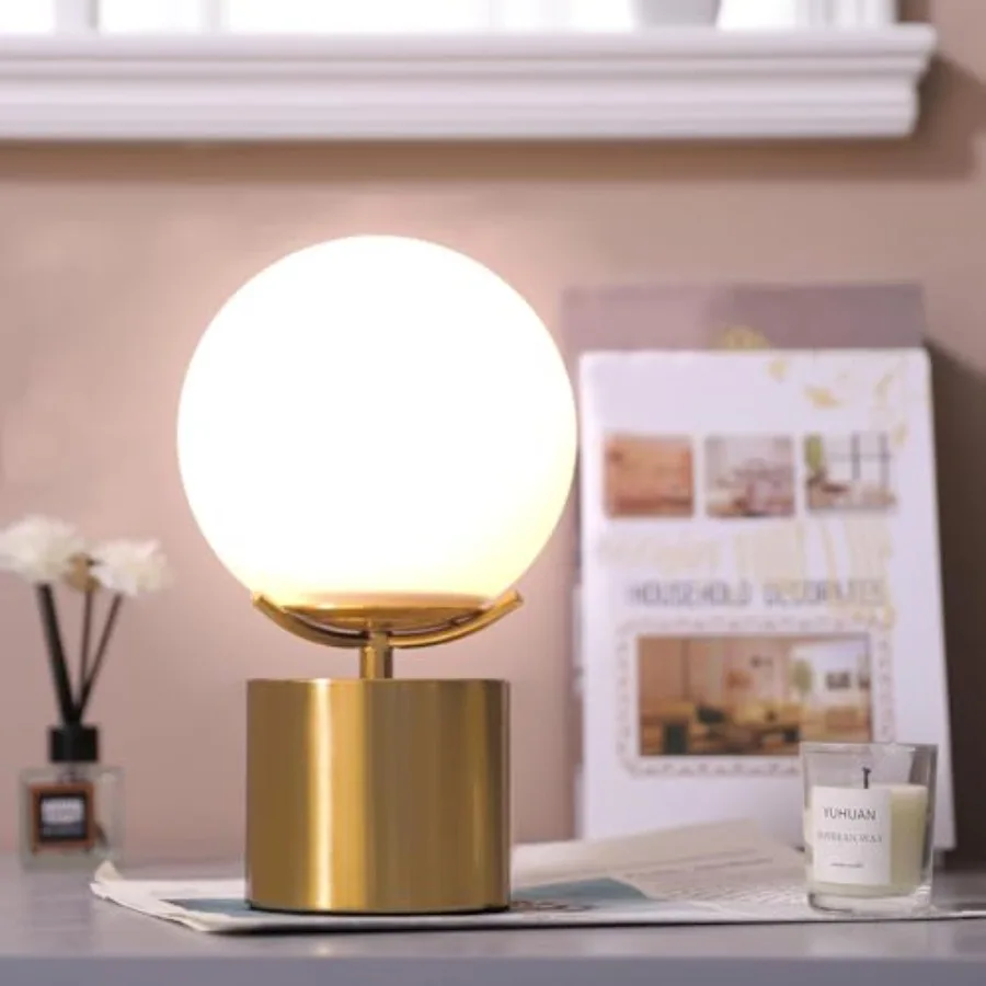 10 Inch Gold Globe Table Lamp, Mid Century Modern Desk Lamp with Frosted Glass Shade, Eye-Caring Soft Light, Gold Metal Base Ba
10 Inch Gold Globe Table Lamp, Mid Century Modern Desk Lamp with Frosted Glass Shade, Eye-Caring Soft Light, Gold Metal Base Ba