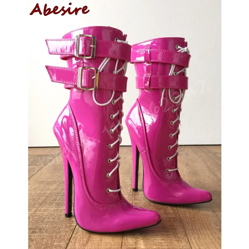 Розово-красные ботильоны на очень высоком каблуке, модные ботинки с круглым носком на шпильке и пряжкой, женские ботинки до середины икры на шнуровке для ночного клуба
Розово-красные ботильоны на очень высоком каблуке, модные ботинки с круглым носком на шпильке и пряжкой, женские ботинки до середины икры на шнуровке для ночного клуба