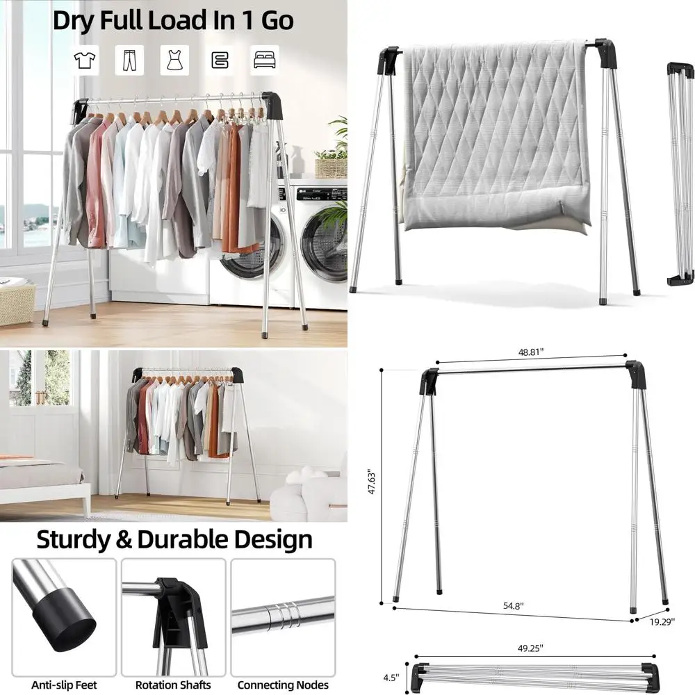 Складная сушилка для белья из нержавеющей стали, портативная сушилка для одежды, детских вещей и полотенец - для использования в помещении и на улице
Складная сушилка для белья из нержавеющей стали, портативная сушилка для одежды, детских вещей и полотенец - для использования в помещении и на улице