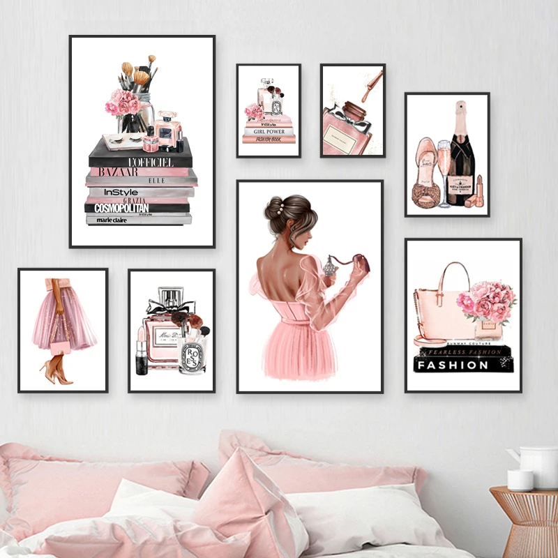 Fashion watercolorFlower Perfume Lipstick Book Makeup Art Canvas Painting Nordic Posters And Prints Wall Pictures For Living Ro
Fashion watercolorFlower Perfume Lipstick Book Makeup Art Canvas Painting Nordic Posters And Prints Wall Pictures For Living Ro