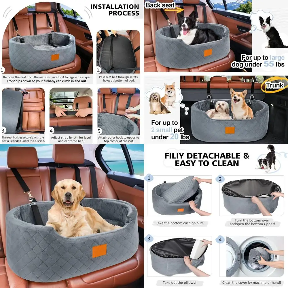 Elevated Pet Car Seat for Medium to Large Dogs up to 55 lbs, Non-Slip Base, Removable & Washable Bed for SUVs and Sedans (Gray)
Elevated Pet Car Seat for Medium to Large Dogs up to 55 lbs, Non-Slip Base, Removable & Washable Bed for SUVs and Sedans (Gray)