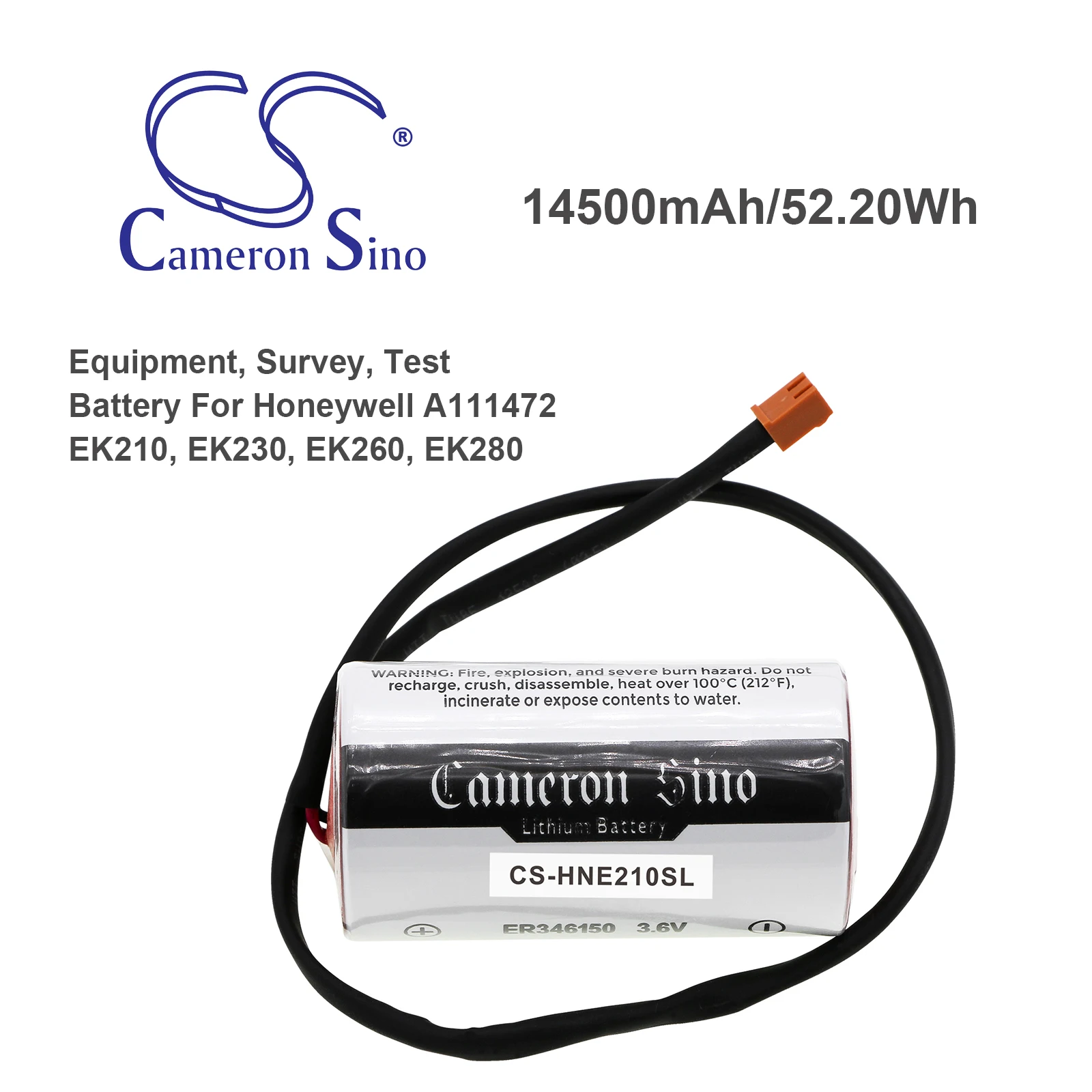 Аккумулятор CS 14500 мАч/52,20 Втч для Honeywell EK210, EK230, EK260, EK280 A111472
Аккумулятор CS 14500 мАч/52,20 Втч для Honeywell EK210, EK230, EK260, EK280 A111472