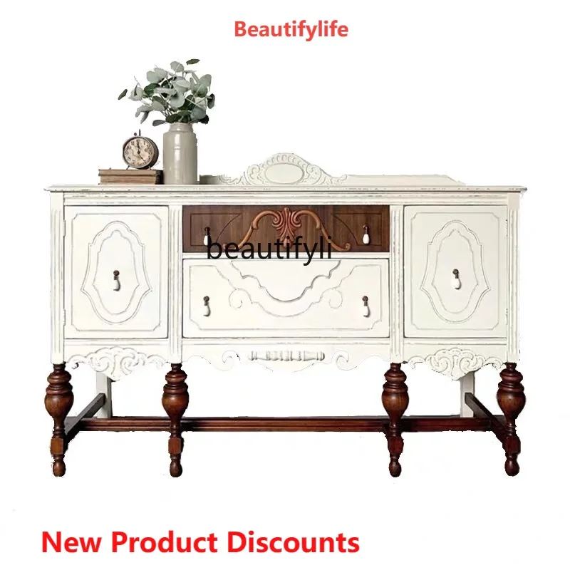 X188 French Retro Distressed Solid Wood Hallway Entrance Cabinet Corridor Wall Cabinet New Classical Restaurant Sideboard Cabine
X188 French Retro Distressed Solid Wood Hallway Entrance Cabinet Corridor Wall Cabinet New Classical Restaurant Sideboard Cabine