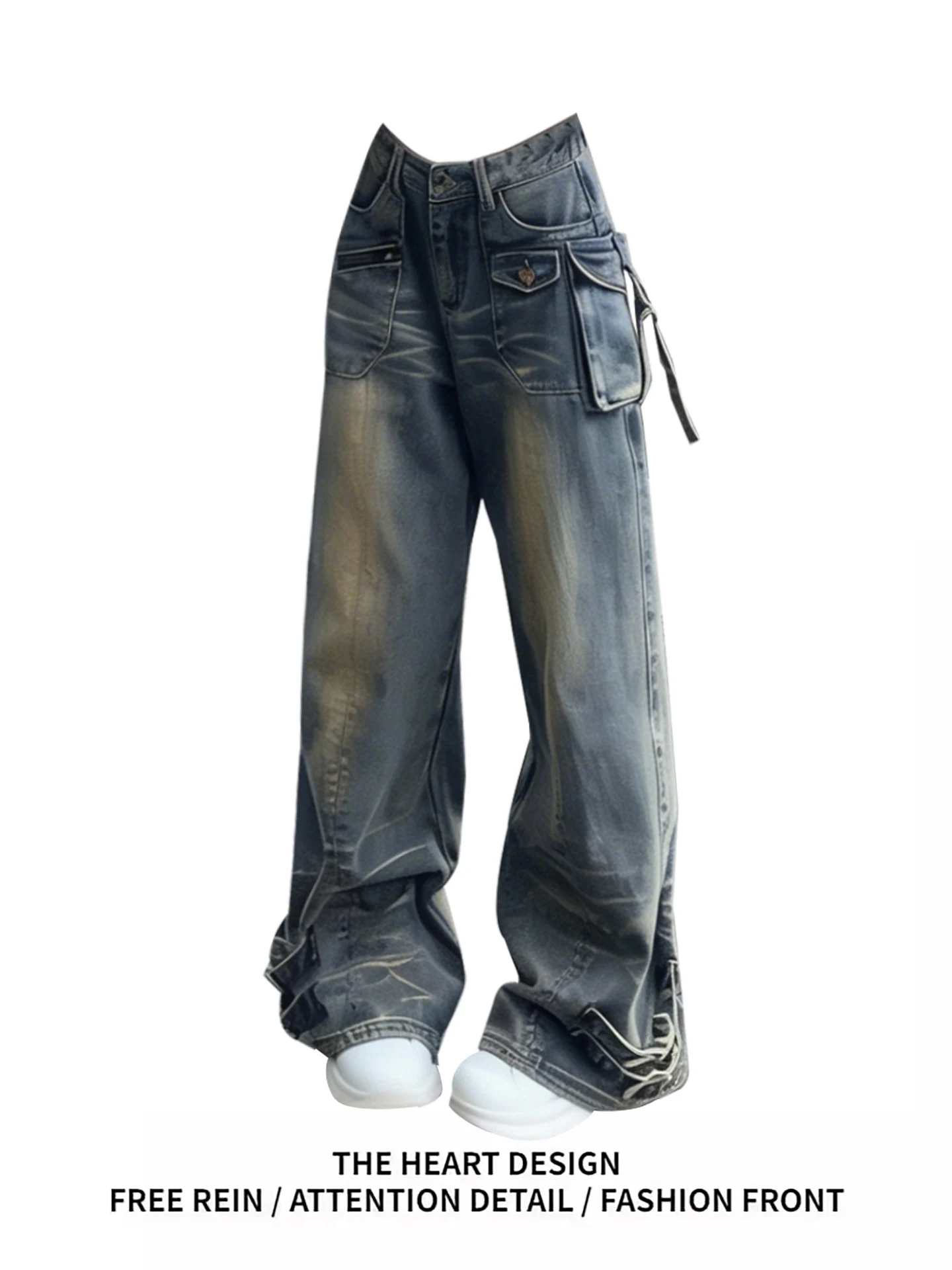 American Washed Vintage Workwear Jeans Women's Loose Slim Wide Leg Floor-Length Pants High Waist Casual Spring New Style
American Washed Vintage Workwear Jeans Women's Loose Slim Wide Leg Floor-Length Pants High Waist Casual Spring New Style