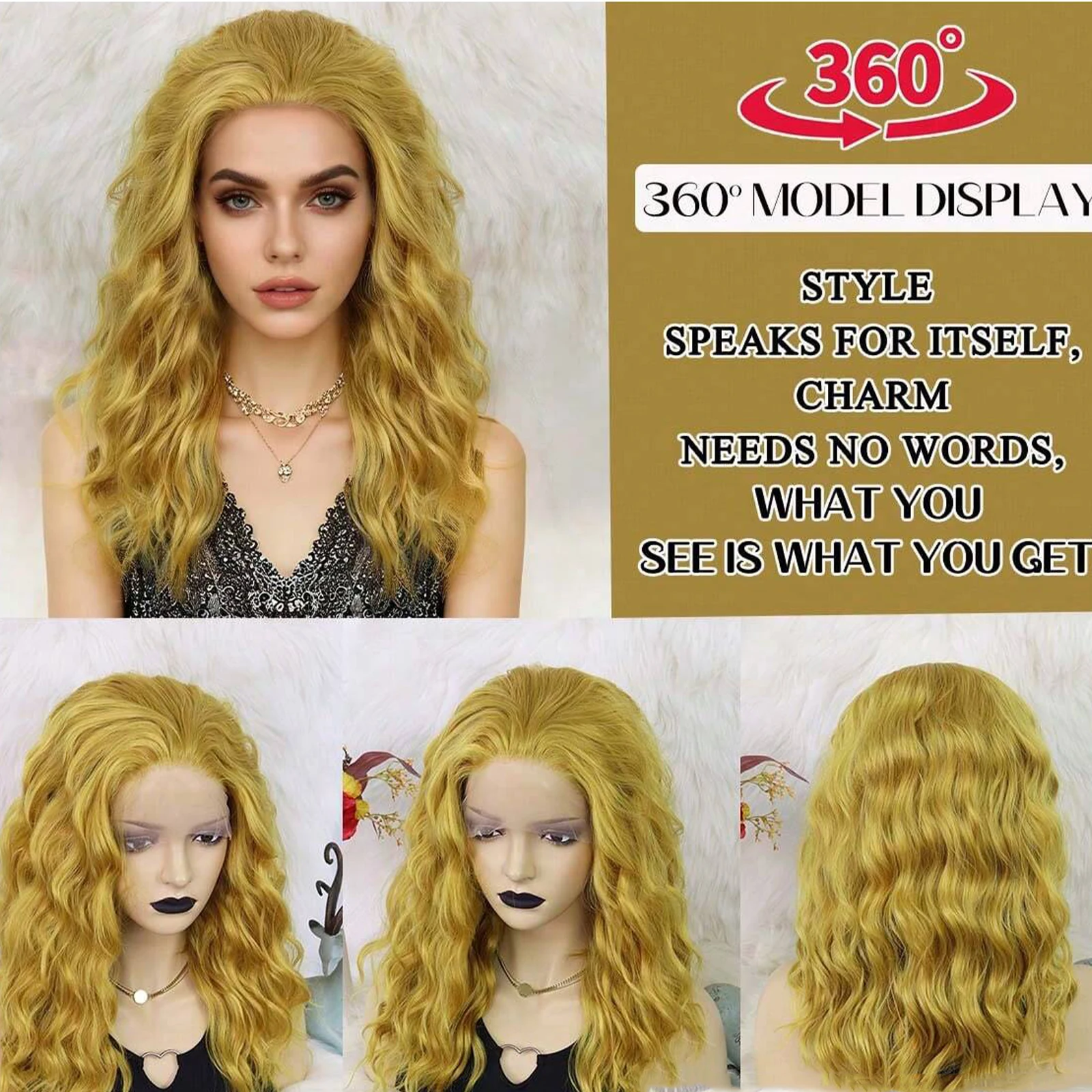 13*1.5 Wavy Synthetic Lace Front Wig,yellow for Women Pre Plucked Outre Perfect Hairline HD Lace Synthetic Wig
13*1.5 Wavy Synthetic Lace Front Wig,yellow for Women Pre Plucked Outre Perfect Hairline HD Lace Synthetic Wig