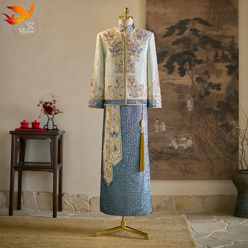 Men's New Heavy-Work Blue Wedding Suit Hot Sale Of The Season New Chinese Style Show Clothing High Quality Texture Marriage
Men's New Heavy-Work Blue Wedding Suit Hot Sale Of The Season New Chinese Style Show Clothing High Quality Texture Marriage