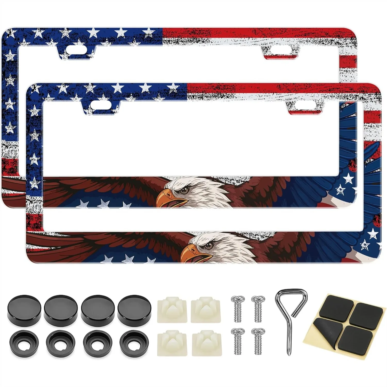 American Flag License Plate Frame 2 Pack Vintage Patriotic USA Aluminum Holder with Screws for Men Women
American Flag License Plate Frame 2 Pack Vintage Patriotic USA Aluminum Holder with Screws for Men Women
