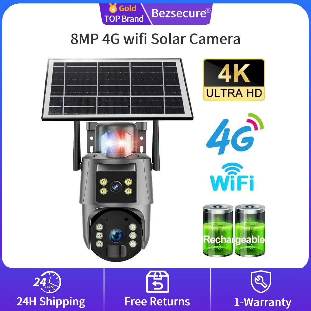8MP 4G SIM Solar Camera Wireless Wifi Outdoor Dual Screen 4K Human Detect Auto Tracking 360° Surveillance Cameras Ubox APP
8MP 4G SIM Solar Camera Wireless Wifi Outdoor Dual Screen 4K Human Detect Auto Tracking 360° Surveillance Cameras Ubox APP
