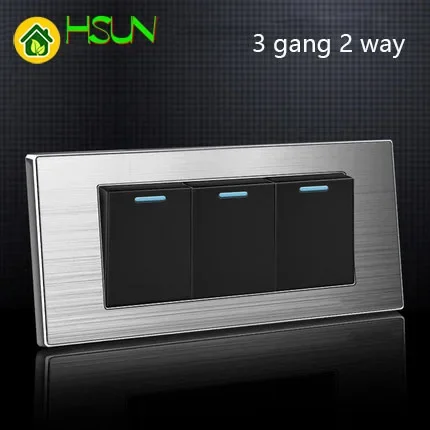 3 Gang 2 Way Light Switch With Led Indicator On / Off Wall Switch Stainless Steel Panel 154mm * 72mm
3 Gang 2 Way Light Switch With Led Indicator On / Off Wall Switch Stainless Steel Panel 154mm * 72mm