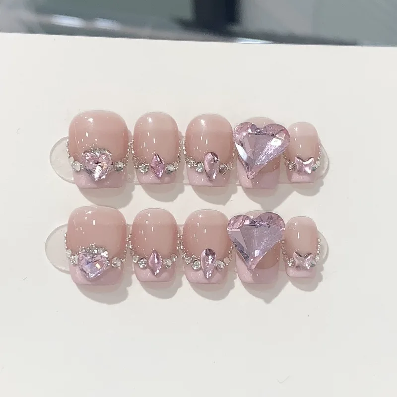 10pcs Handmade Fashion Fake Nails Pink French Squar False Nails Woman Rhinestones Spring Summer short Press on Nails Removable
10pcs Handmade Fashion Fake Nails Pink French Squar False Nails Woman Rhinestones Spring Summer short Press on Nails Removable