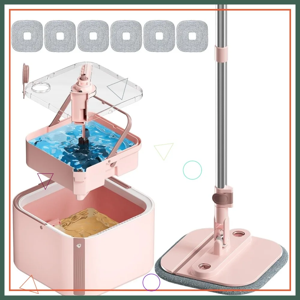 Self-Wringing Spin Mop and Bucket Set with Dirty/Clean Water Separation, 360° Rotating Head for Hardwood Floors - Pink
Self-Wringing Spin Mop and Bucket Set with Dirty/Clean Water Separation, 360° Rotating Head for Hardwood Floors - Pink