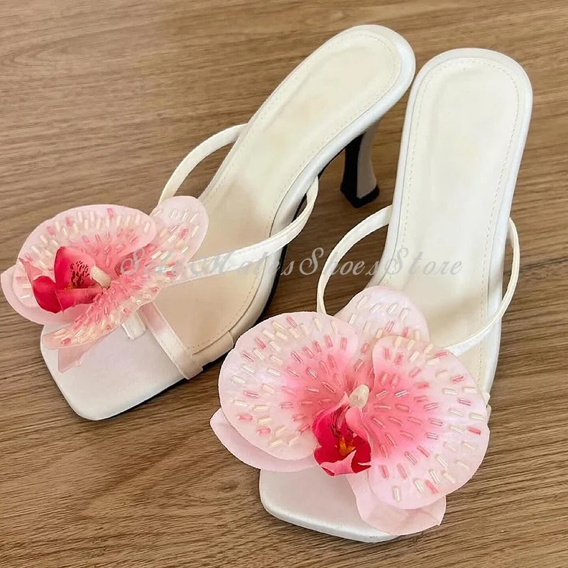 French Square Toe Soft Pink Floral High Heel Slippers Summer Casual Clip Toe Ladies Sandals Elegant Outdoor Dress Shoes 2025
French Square Toe Soft Pink Floral High Heel Slippers Summer Casual Clip Toe Ladies Sandals Elegant Outdoor Dress Shoes 2025