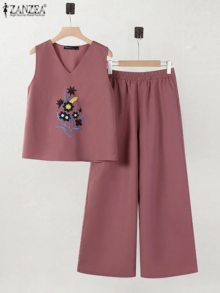 ZANZEA Loose Casual 2-Pieces Sets Holiday Floral Embroidery V Neck Tank Tops Women Bohemian 2pcs Outfits Wide Leg Pant Pant Sets
ZANZEA Loose Casual 2-Pieces Sets Holiday Floral Embroidery V Neck Tank Tops Women Bohemian 2pcs Outfits Wide Leg Pant Pant Sets