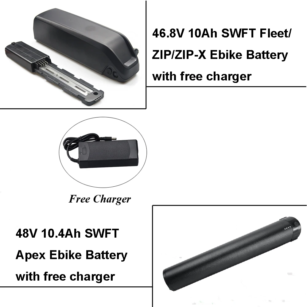 Electric Bike Bicycle Battery 46.8V 10Ah 48V 10.4Ah Lithium-ion Battery for SWFT ZIP ZIP-X Fleet Apex E-Bike
Electric Bike Bicycle Battery 46.8V 10Ah 48V 10.4Ah Lithium-ion Battery for SWFT ZIP ZIP-X Fleet Apex E-Bike