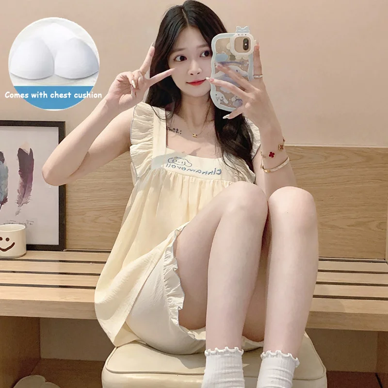 Pajamas For Women, Sweet And Cute Summer Style Shorts With Suspenders And Chest Pads, Two-Piece Home Suit For Women
Pajamas For Women, Sweet And Cute Summer Style Shorts With Suspenders And Chest Pads, Two-Piece Home Suit For Women