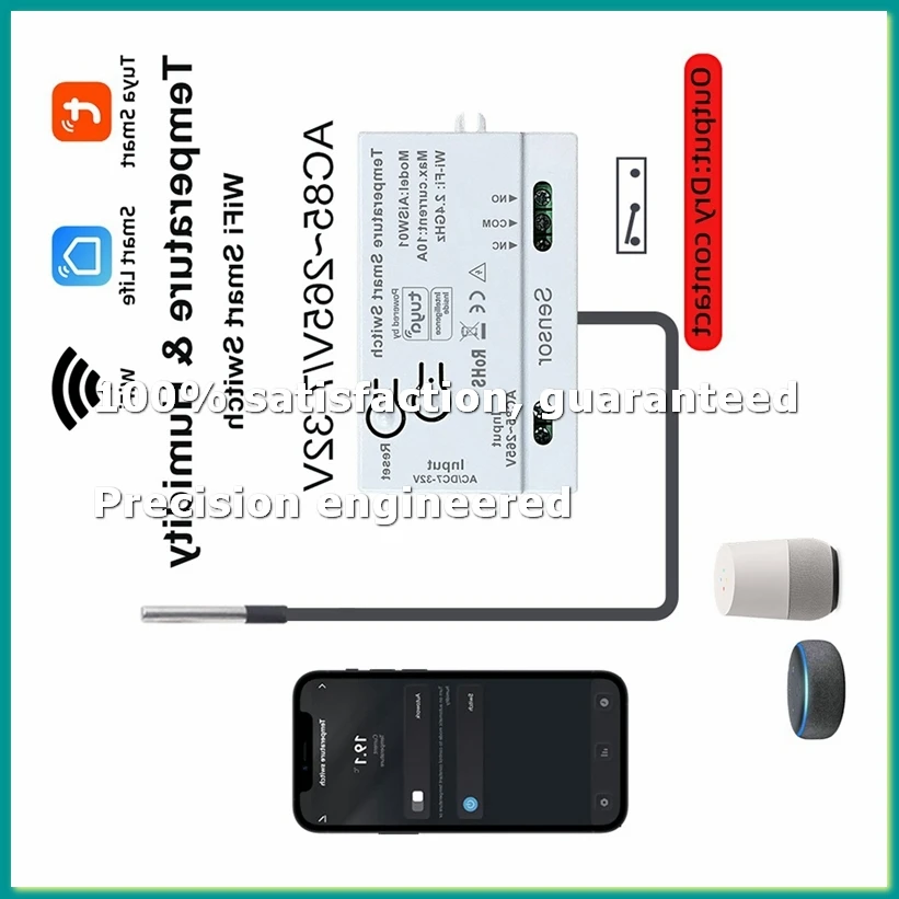 Умный датчик температуры Tuya WiFi 2.4G с датчиком температуры 2.4G WiFi и температурным зондом 1 м - A86Z
Умный датчик температуры Tuya WiFi 2.4G с датчиком температуры 2.4G WiFi и температурным зондом 1 м - A86Z