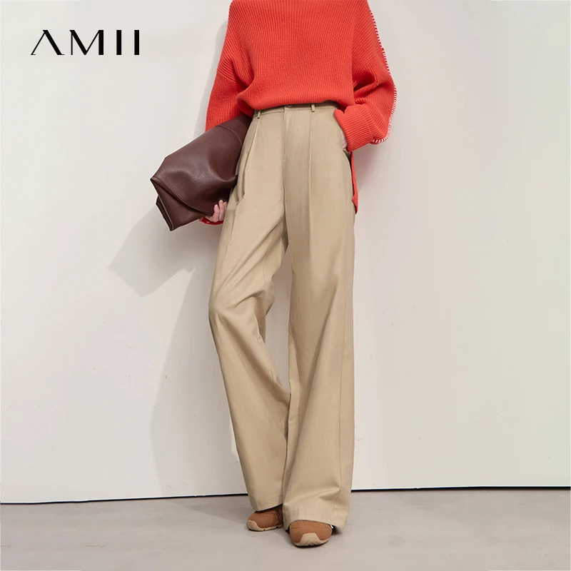 AMII Casual Women Pants 2025 Autumn Elegant Cotton Simple Loose High Waist Pleated Wide Leg Pants Office Lady Clothing 12553020
AMII Casual Women Pants 2025 Autumn Elegant Cotton Simple Loose High Waist Pleated Wide Leg Pants Office Lady Clothing 12553020