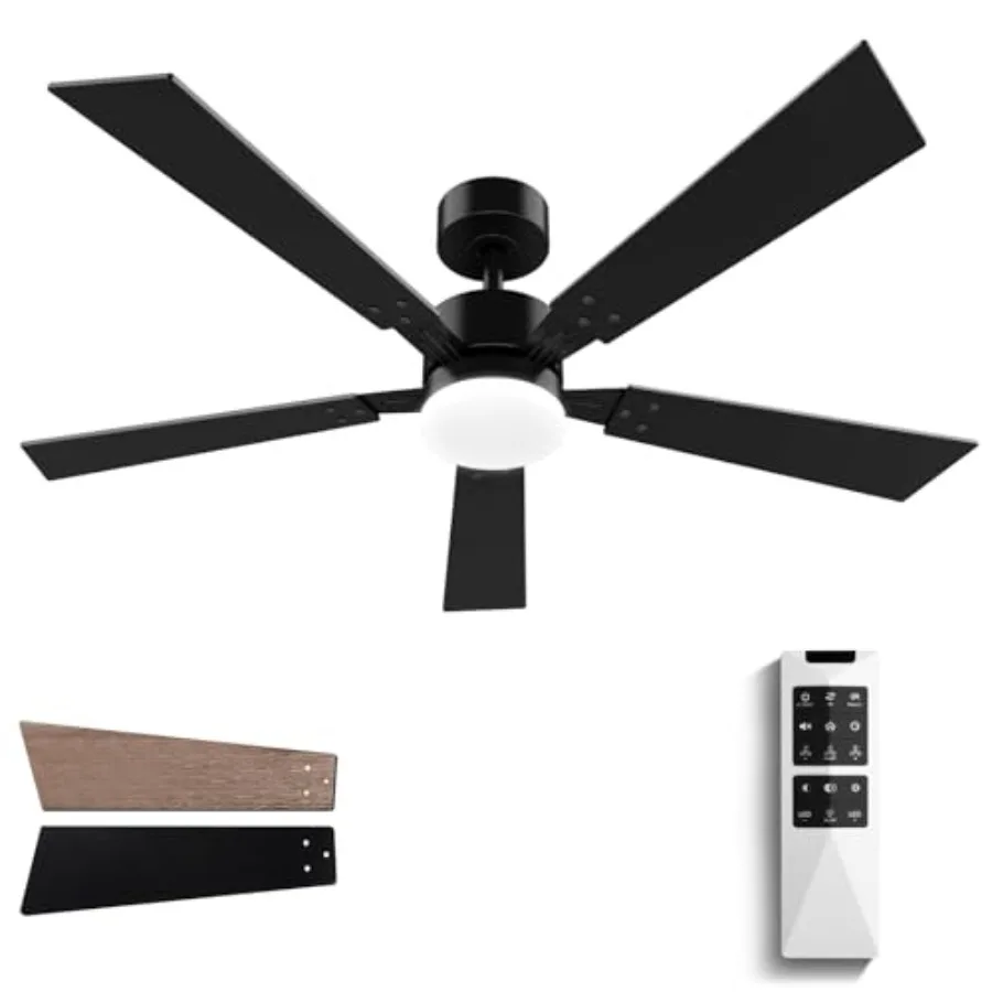 52Inch Ceiling Fan With Light, Remote Control Modern Ceiling Fan Black, Reversible Quiet DC Motor, Bright Lamp 22W Dimmable, Ti
52Inch Ceiling Fan With Light, Remote Control Modern Ceiling Fan Black, Reversible Quiet DC Motor, Bright Lamp 22W Dimmable, Ti