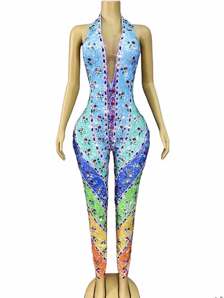 High quality diamond hot stamping colorful hanging neck backless deep V-jumpsuit 2025 new fashion custom women's clothing
High quality diamond hot stamping colorful hanging neck backless deep V-jumpsuit 2025 new fashion custom women's clothing