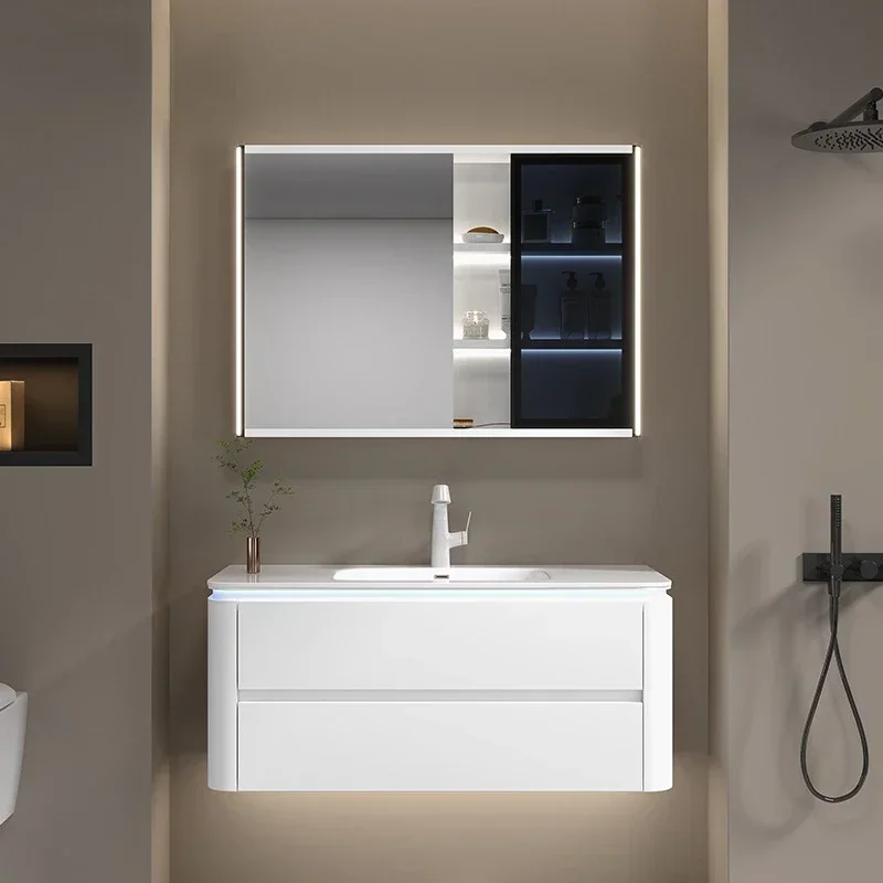 Show Luxury Bathroom Smart Mirror Cabinet Simple Ceramic Integrated Washbasin Bathroom Vanity Vestidores Postmodern Furniture
Show Luxury Bathroom Smart Mirror Cabinet Simple Ceramic Integrated Washbasin Bathroom Vanity Vestidores Postmodern Furniture