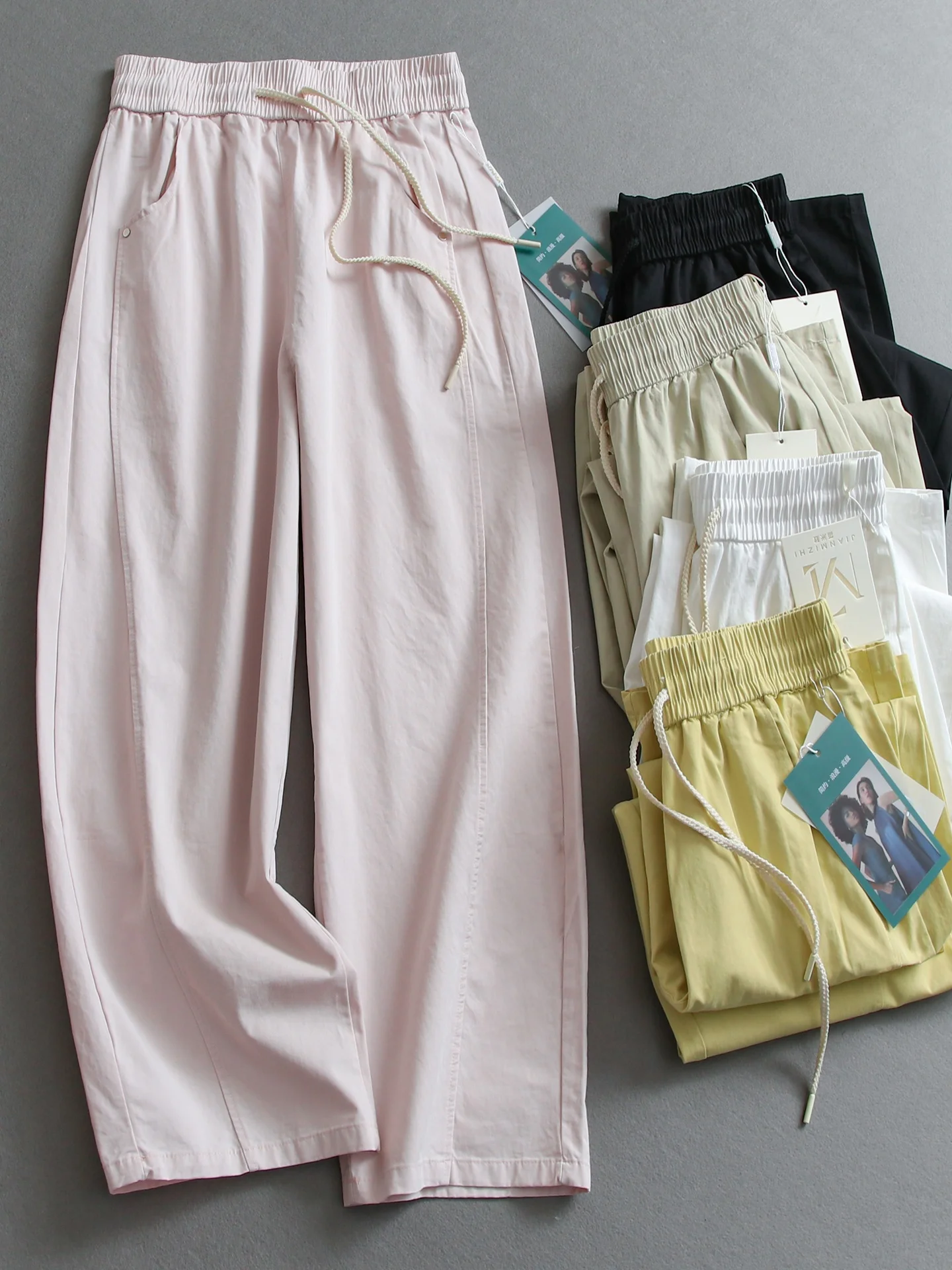High Waist Comfortable Loose Wide Leg Pants Women's Casual Pants Commute Style Pure Color Drawstring Elastic Cotton Pants
High Waist Comfortable Loose Wide Leg Pants Women's Casual Pants Commute Style Pure Color Drawstring Elastic Cotton Pants