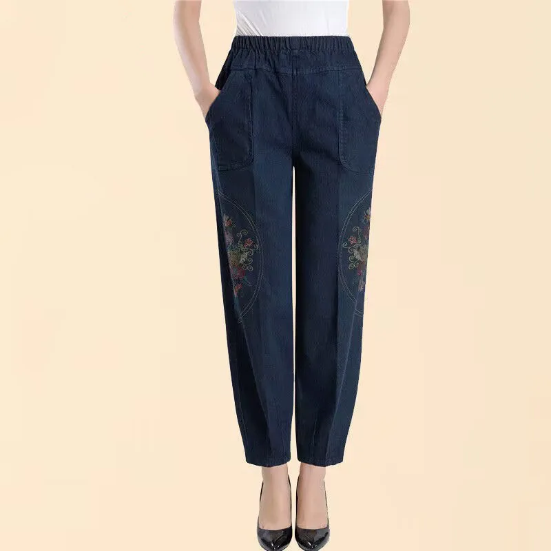 Elderly Women's Jeans Spring Autumn New Embroidery Elastic High Waist Mother Denim Pants Loose Large Size Grandma Trousers W2005
Elderly Women's Jeans Spring Autumn New Embroidery Elastic High Waist Mother Denim Pants Loose Large Size Grandma Trousers W2005