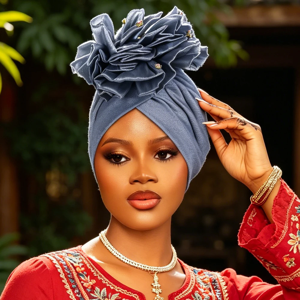 Big Flower Turban Cap for Women African Geles Headties Bonnet Pleated Hat Muslim Hijab Head Wrap Nigeria Wedding Party Headgear
Big Flower Turban Cap for Women African Geles Headties Bonnet Pleated Hat Muslim Hijab Head Wrap Nigeria Wedding Party Headgear