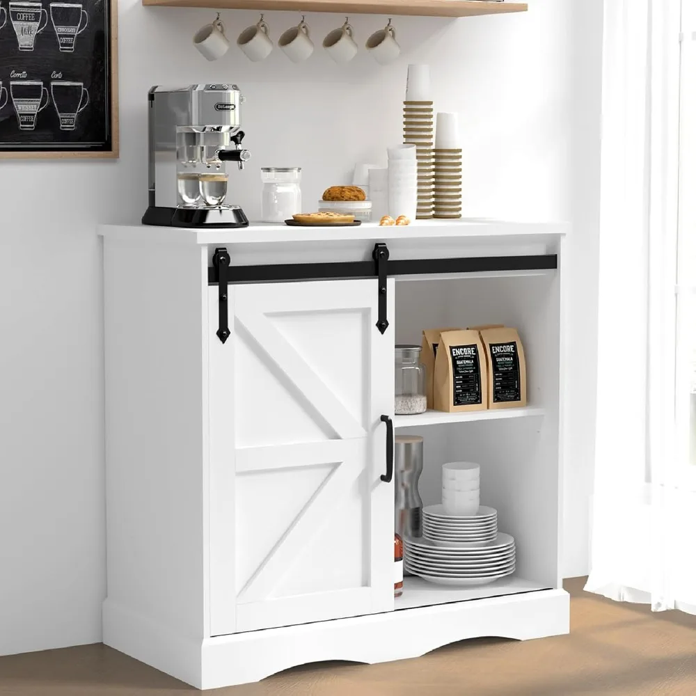 31.5" H Farmhouse Coffee Bar Cabinet W/Storage, White Kitchen Sideboard Buffet Cabinet with Sliding Barn Door,Adjustable Shelves
31.5" H Farmhouse Coffee Bar Cabinet W/Storage, White Kitchen Sideboard Buffet Cabinet with Sliding Barn Door,Adjustable Shelves