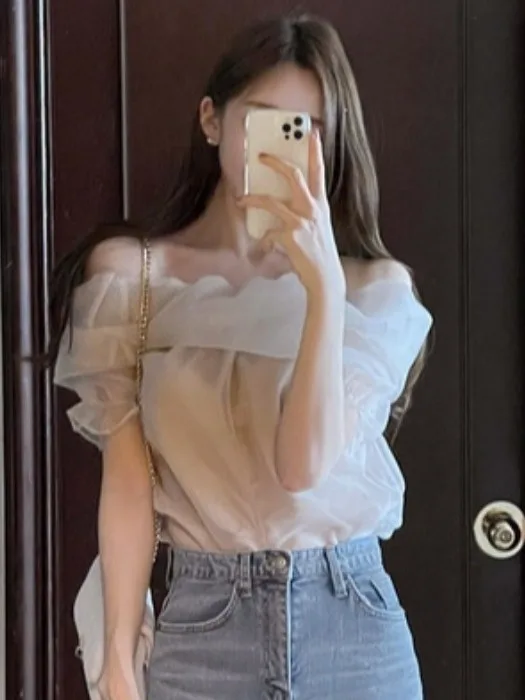 Chic Summer Gentle Fairy One oulder Slim Fit Color Bubble Sve Thin irt Women's Top Commute Sle Pure Color irt
Chic Summer Gentle Fairy One oulder Slim Fit Color Bubble Sve Thin irt Women's Top Commute Sle Pure Color irt