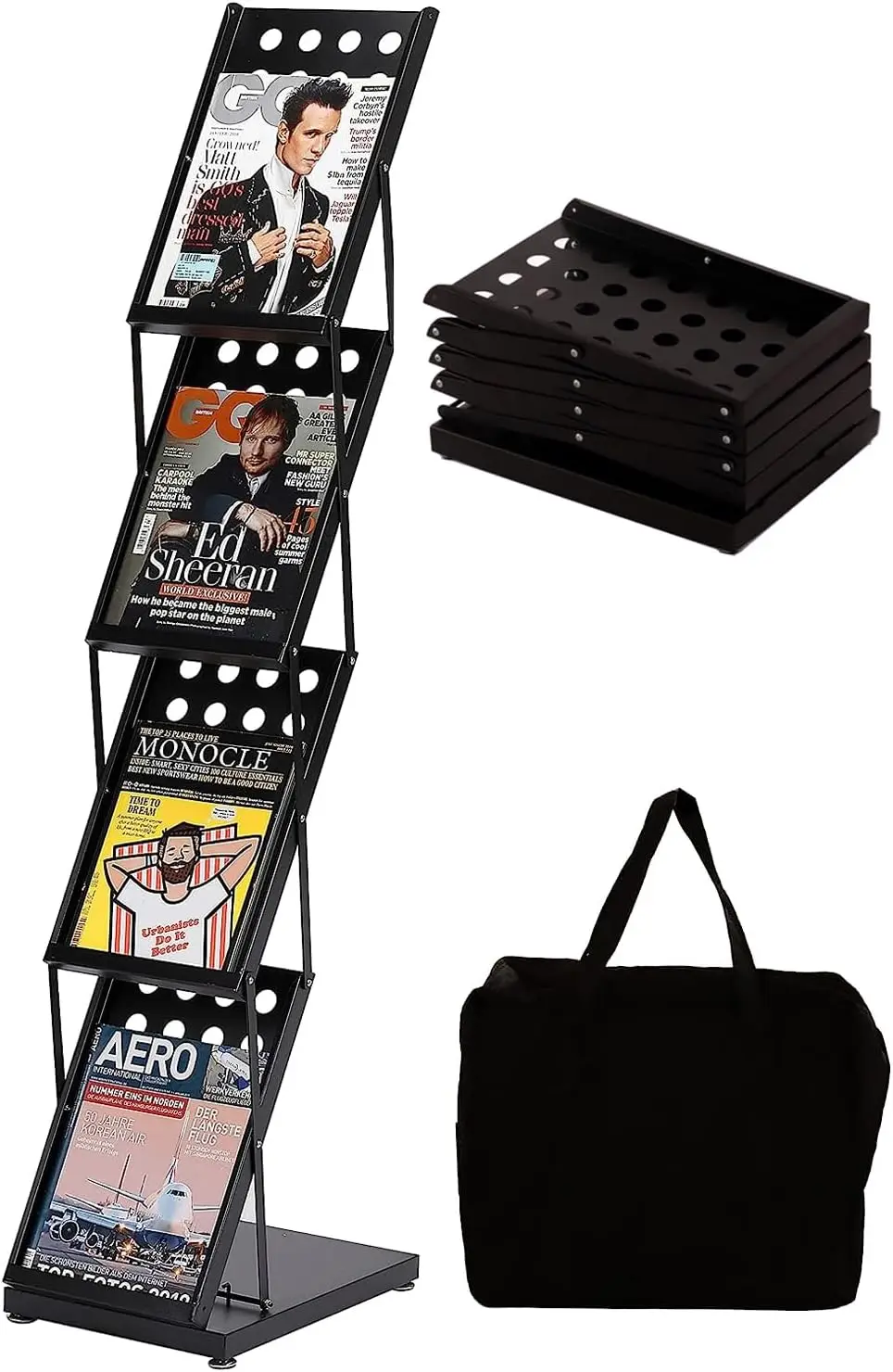 Foldable Magazine Stand with Carrying Bag, 4 Pockets for Office Retail Store Exhibition Trade Show Display
Foldable Magazine Stand with Carrying Bag, 4 Pockets for Office Retail Store Exhibition Trade Show Display