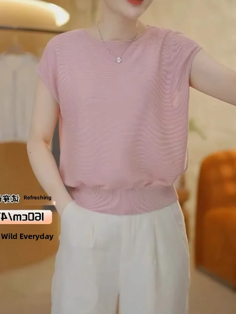 Fashionable Pink Short Sleeve Commute Base Shirt Shoulder Drop Design Versatile Summer New Style T-Shirt Poetess Lin Brand
Fashionable Pink Short Sleeve Commute Base Shirt Shoulder Drop Design Versatile Summer New Style T-Shirt Poetess Lin Brand