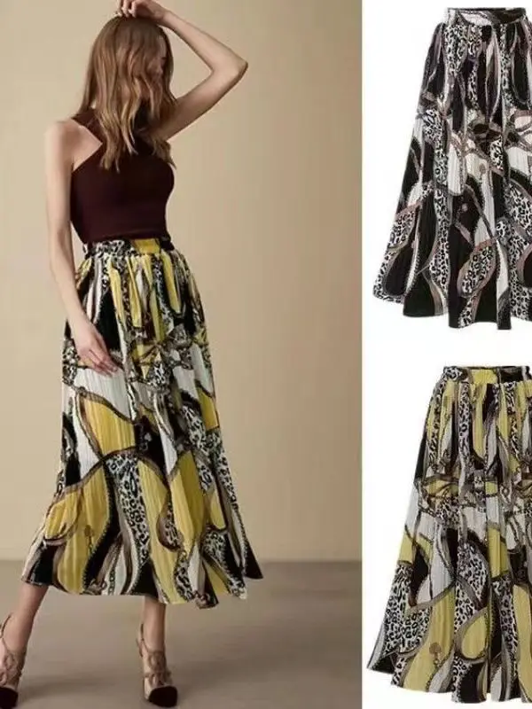 High Waist A-Line Midi Skirt Women's plus Size Floral Print Pleated Skirt Polyester Fabric Elastic Waist Summer Fashion
High Waist A-Line Midi Skirt Women's plus Size Floral Print Pleated Skirt Polyester Fabric Elastic Waist Summer Fashion