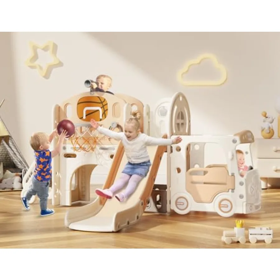 Горка 10 в 1, для малышей в возрасте от 1 до 3 лет с баскетбольным кольцом и автобусом, игровой домик, игровой набор для дома и улицы, игровая площадка
Горка 10 в 1, для малышей в возрасте от 1 до 3 лет с баскетбольным кольцом и автобусом, игровой домик, игровой набор для дома и улицы, игровая площадка