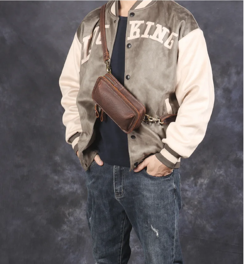 Кожаная поясная сумка, мужская многофункциональная сумка Crazy Horse из воловьей кожи для мобильного телефона, вертикальный стиль, ремень для улицы, диагональная сумка 
Кожаная поясная сумка, мужская многофункциональная сумка Crazy Horse из воловьей кожи для мобильного телефона, вертикальный стиль, ремень для улицы, диагональная сумка