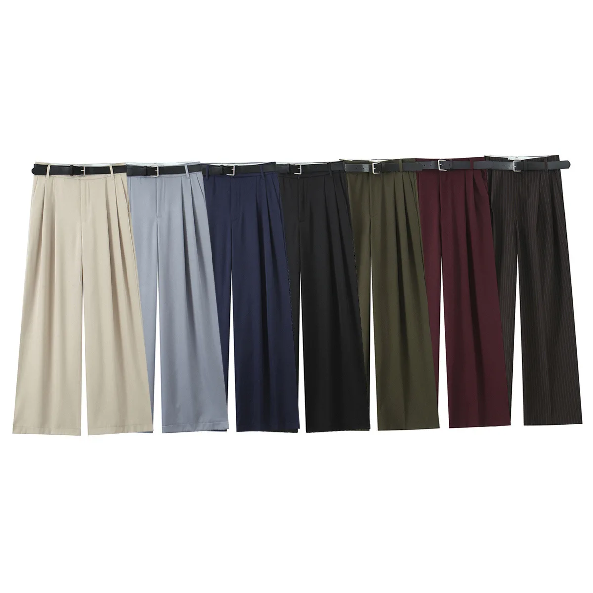 Spring 2025 New Burgundy Suits Pants for Women Office Lady Elegant High Waist Wide Leg Fashion Trousers with Pockets Black Gray
Spring 2025 New Burgundy Suits Pants for Women Office Lady Elegant High Waist Wide Leg Fashion Trousers with Pockets Black Gray