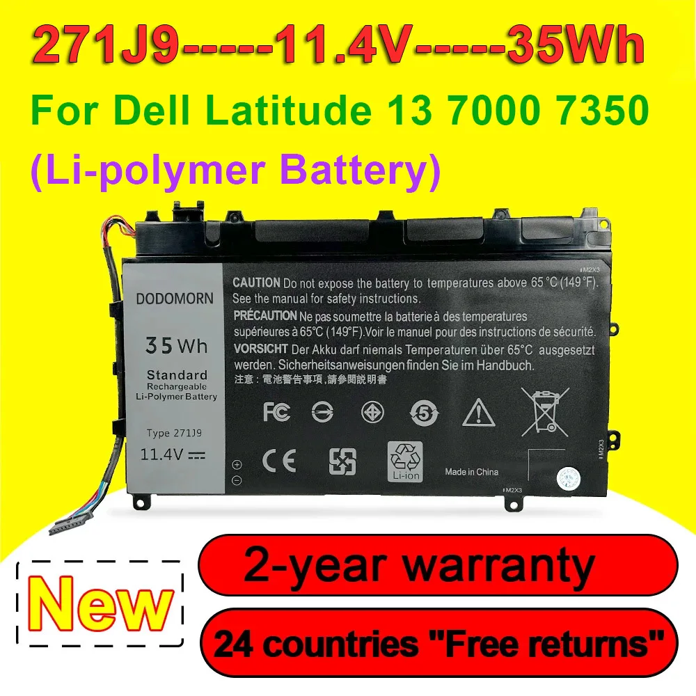 271J9 Laptop Battery For DELL Latitude 13 7000 7350 Series YX81V GWV47 0GWV47 High Quality Replaceable Batteries 11.1V 35Wh
271J9 Laptop Battery For DELL Latitude 13 7000 7350 Series YX81V GWV47 0GWV47 High Quality Replaceable Batteries 11.1V 35Wh