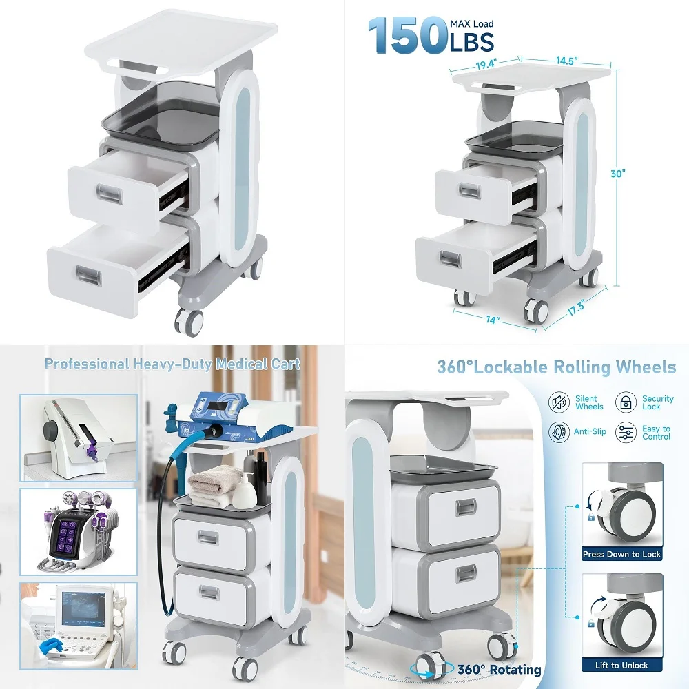 Trolley Cart with 2 Drawers, Mobile Ultrasound Rolling Cart with Wheels and Trays, 150 LBS MAX Load Utility Storage Trolley for
Trolley Cart with 2 Drawers, Mobile Ultrasound Rolling Cart with Wheels and Trays, 150 LBS MAX Load Utility Storage Trolley for